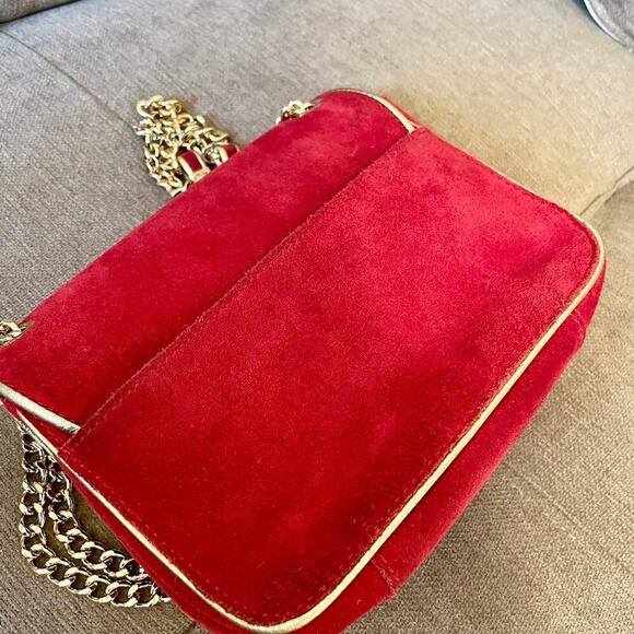 MICHAEL KORS CROSSBODY RED SUEDE GOLDEN STRAP SOPHISTICATED AESTHETIC CORE - Picture 8 of 12